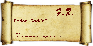 Fodor Radó névjegykártya